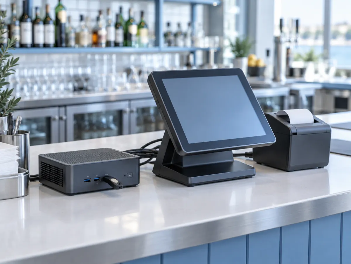 Касса ресторана: мини-ПК с USB-ключом ЕГАИС и POS-терминал